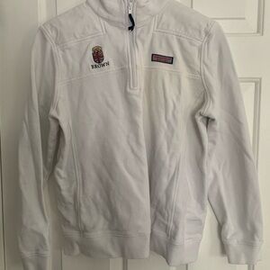 Vineyard Vines White Quarter-Zip with Embroidered Accents